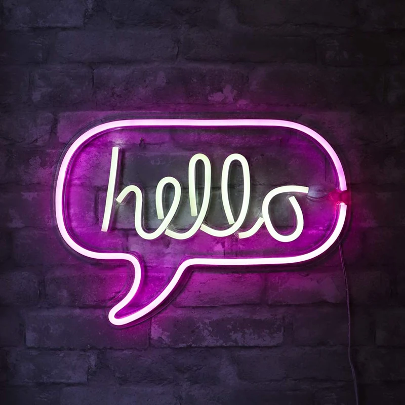 Светодиодный неоновый Hello USB настенный светильник для украшения дома/бара