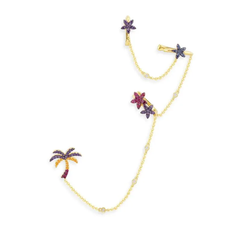 Серьги-клипсы SLJELY женские подвески серебряного цвета в виде тропических