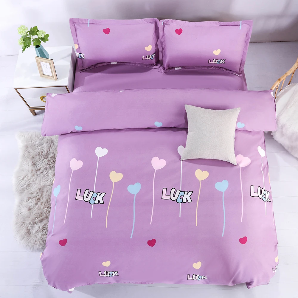 

Not Fade Bedding Set 4pcs With Comforter Cover & Flat Sheet & Pillowcase High Color Fastness Duvet Cover Set