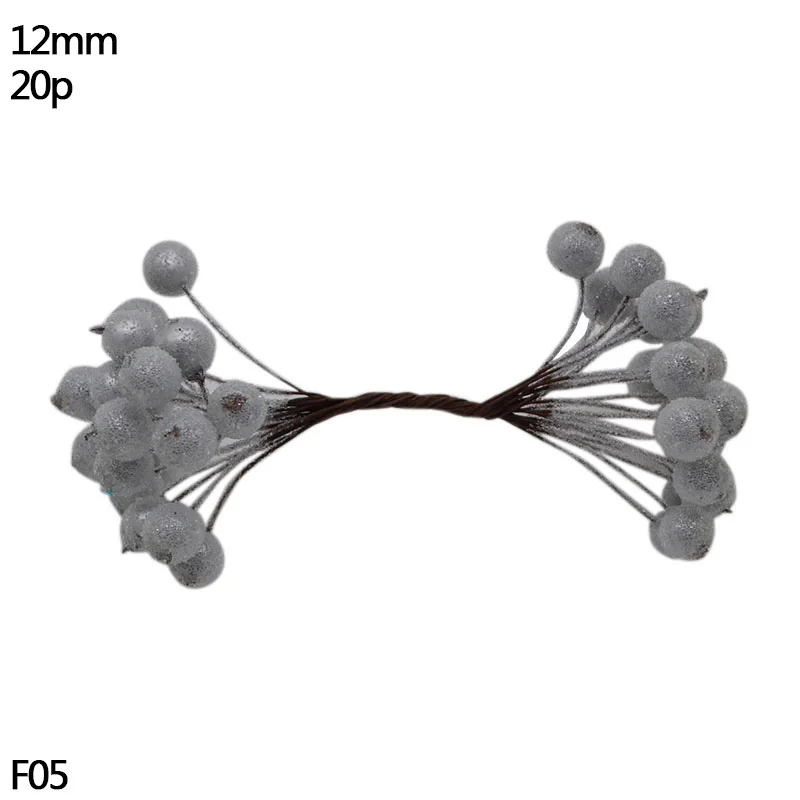 S05-20pcs silver Золотой Серебряный цветок вишня тычинки ягоды Набор DIY Рождество Свадьба День Рождения Вечеринка украшения DIY ВЕНОК ремесло цветок тычинки - Цвет: S05-20pcs silver