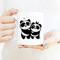 panda mom love kids coffee mug lid and spoon 11oz white cute ceramic milk cups and mugs mother kids birthday gift mugs