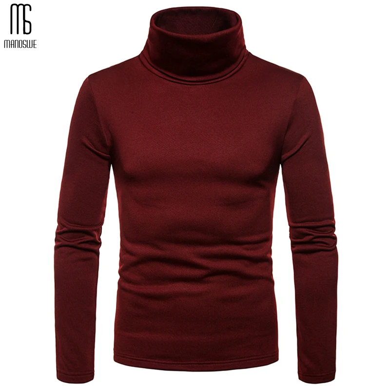 Manoswe Мужская теплая облегающая блузка с длинным рукавом Однотонный свитер