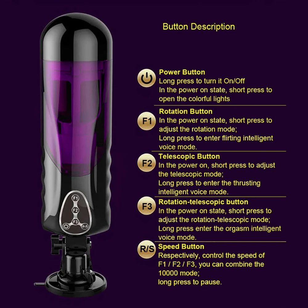 10 скоростей мужской Телескопический мастурбатор автоматический вращающийся