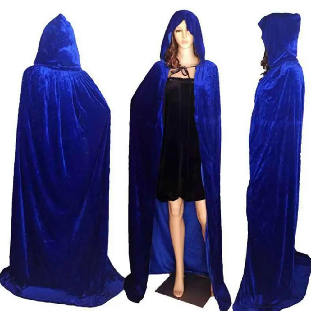 

Extra Long 1.7m Oversized Hooded Thicker Unisex Cloak Coat Lace Up Halloween Cape Medieval Costume for Festival