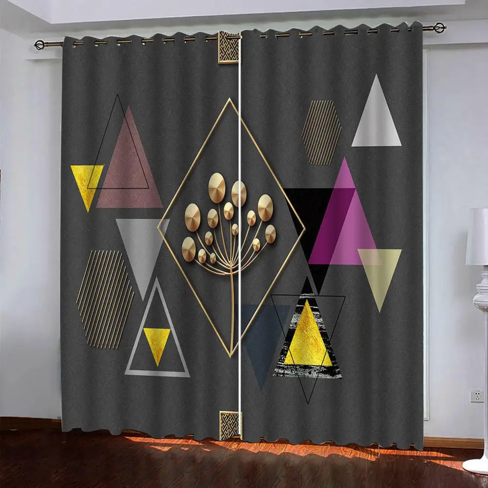 

Пользовательские плотные 3D cortinas cocina Спальня Шторы на окна для гостиной Абстрактная Геометрия 3d шторы 2020