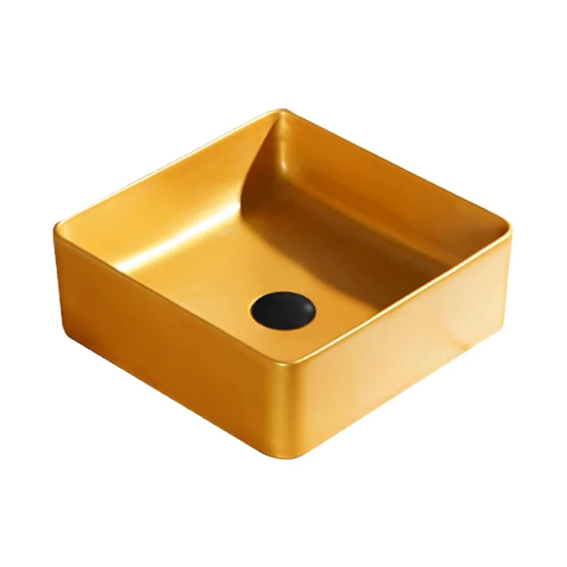 

Nordic Matte Yellow Washbasin Square Art Basin Ceramic Washbasin Above Counter Ceramic Gold Toilets Ez Shampoo Basin