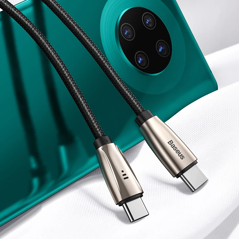 Baseus usb type C to type C кабель для samsung S10 MacBook Pro светодиодный 60 Вт PD кабель для быстрой зарядки 4,0 type USB-C