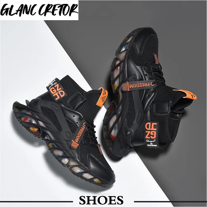 

Mens Athletic Shoes Outdoo Trendy Leisure Sneakers Zapatillas Running Shoes for Men Flying Woven Sneakers Blade Cushioning Soles