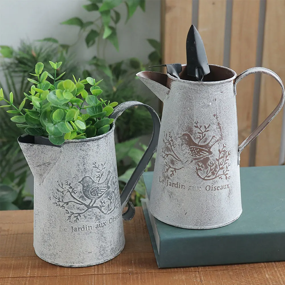 

Watering Can Decoration Iron Vase Watering Pot Swinging Flower Basket Container Flower Pot Holder Jug For Home Garden Decoration