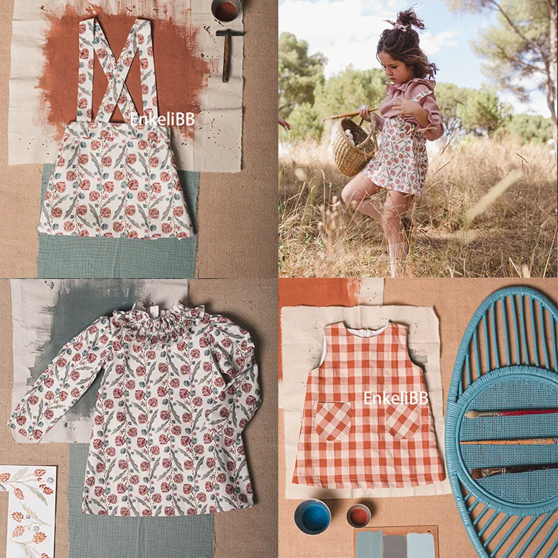 

Демисезонное платье-трапеция для детей, с длинным рукавом и цветочным принтом