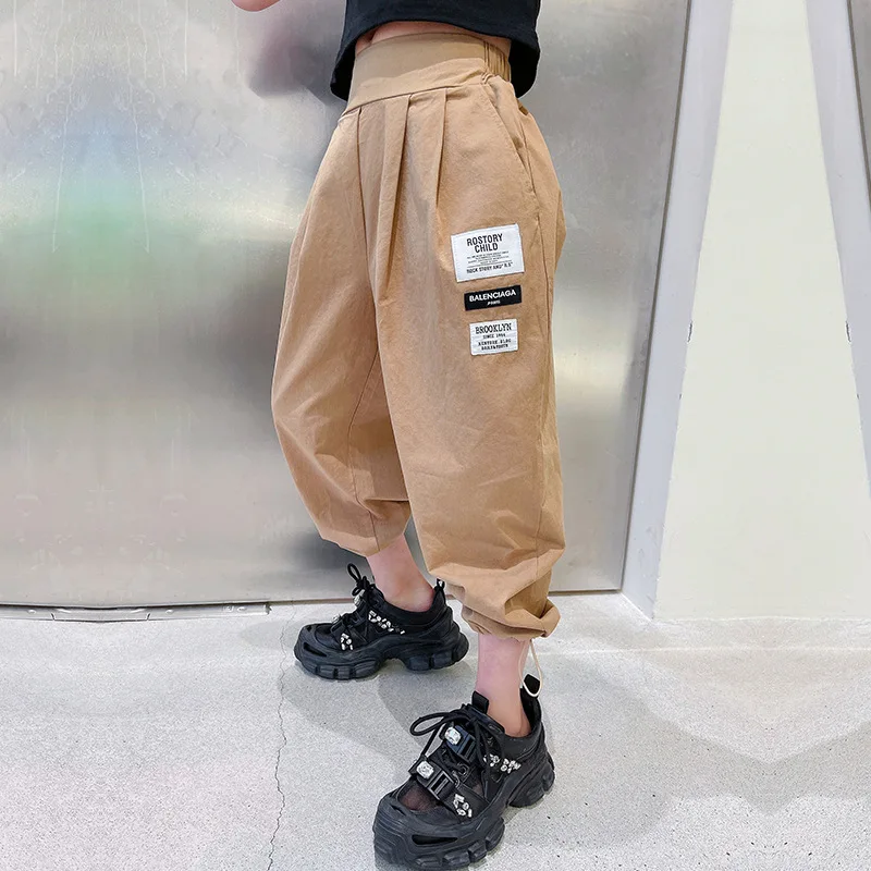 Girls Casual Suit 2021 New Girls Short Tights Top+ Kids Loose Overalls Trousers Children's Performance Dance Suit 2PCS