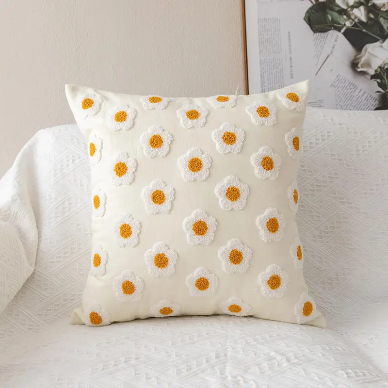 

Новинка 2022, подушка с вышитыми цветами, свежий и милый стиль для девочек, украшение для дома, украшение для комнаты подростка, диванная подуш...