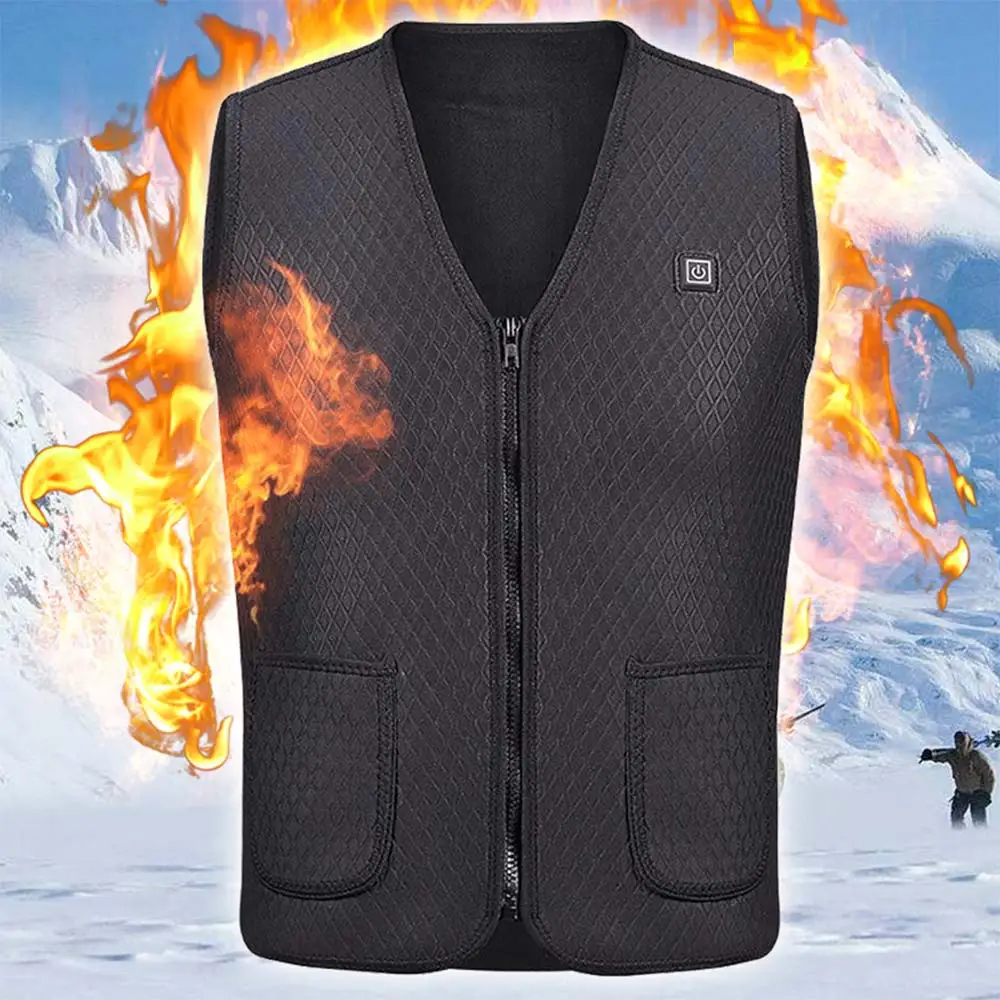 

Electric Vest Heated Hot 2019 Black Carbon Fiber Physiotherapy Warm Winter Clothing USB Thermal Body Warmer Jacket Heated