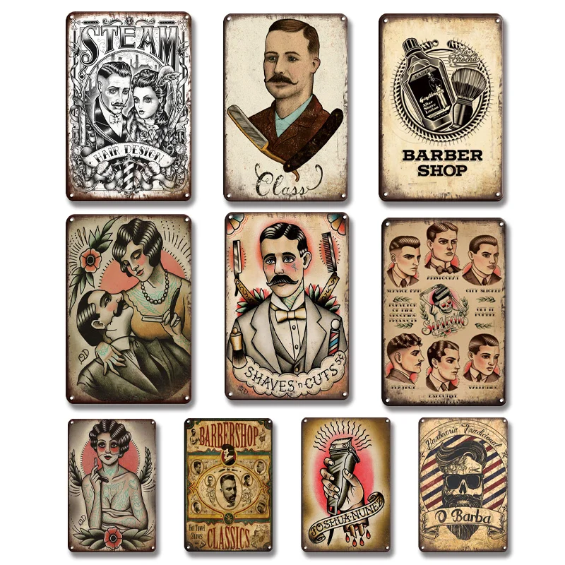 Винтаж парикмахерской металлический знак уход за волосами Арт плакат волос