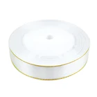 (25 ярдовпартия) белая атласная лента с золотым краем, оптовая продажа, высококачественные упаковочные ленты для подарков