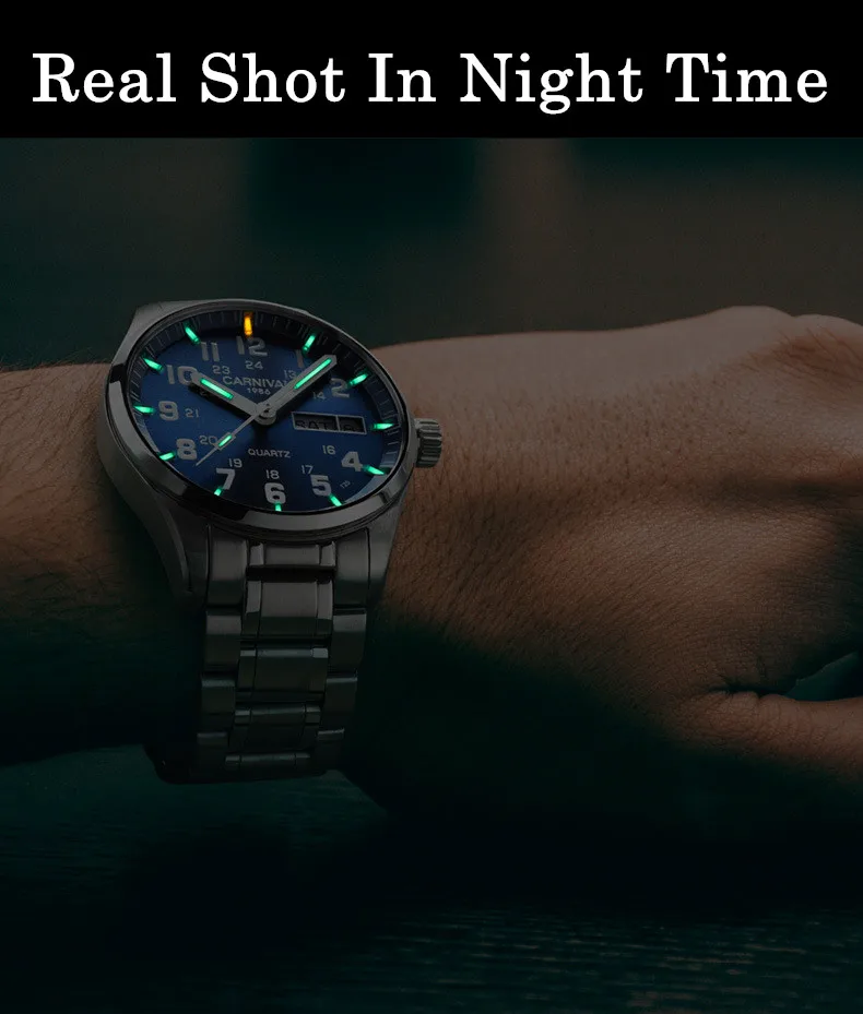 Reloj Hombre карнавальные мужские часы Топ бренд класса люкс Тритий T25 светящиеся кварцевые наручные часы с двойным календарем мужские водонепроницаемые часы