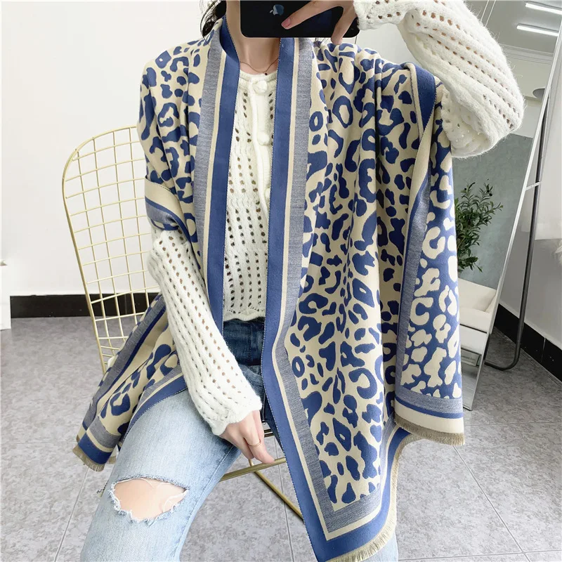 

Women Scarf Fashion Leopard Print Cashmere Stole Lady Thick Warm Pashmina Winter Scarves Foulard Shawls Wraps Poncho Wholesale