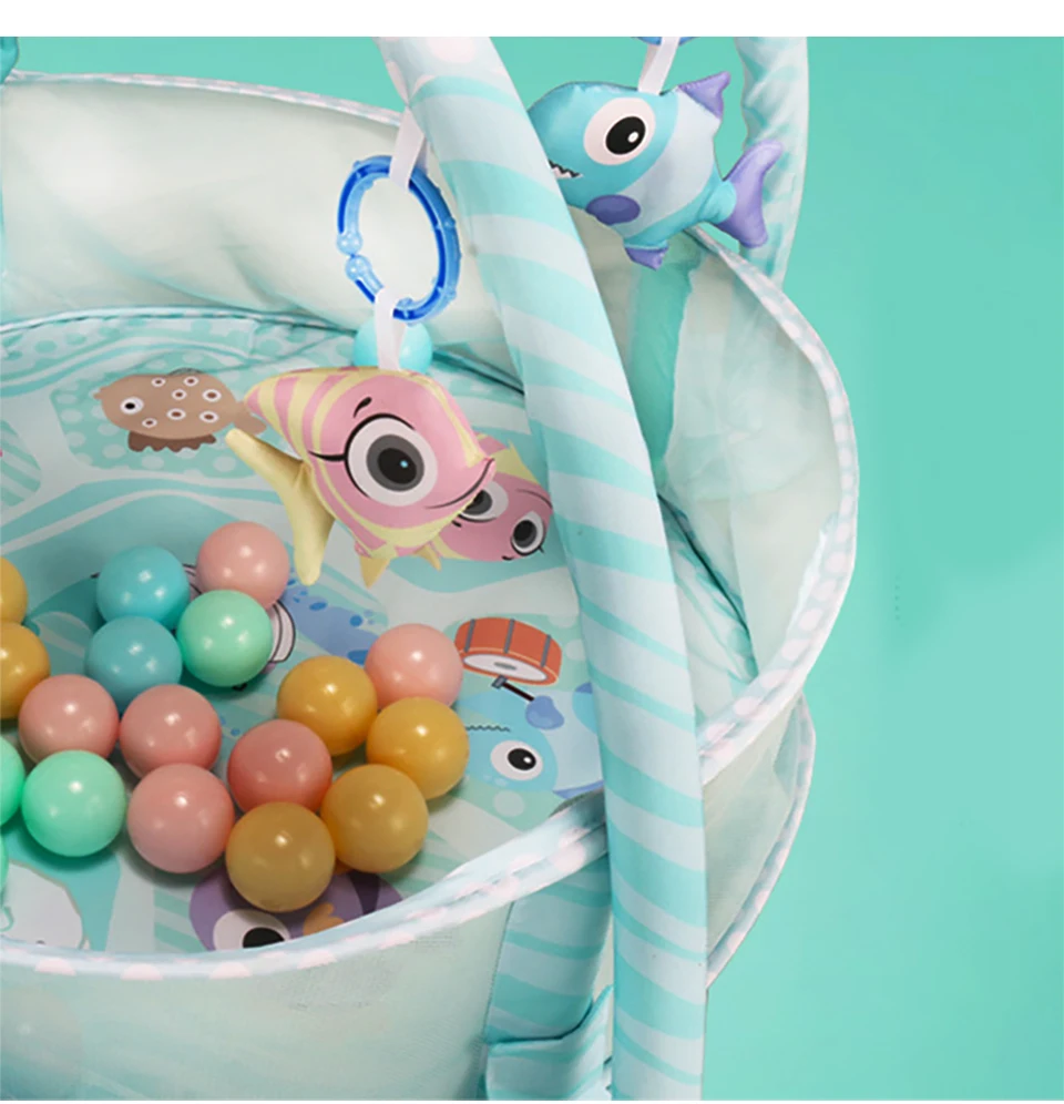 IMBABY Baby Game Mat Multi-Function Cartoon Marine Ball Three-In-One With Ball Fitness Rack Crawling Pad baby gym Newborn Toy