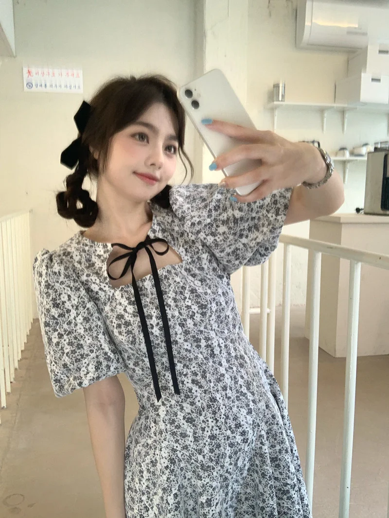 Корейский дизайн платье чувственное кружево сломанный цветок на талии с тонким