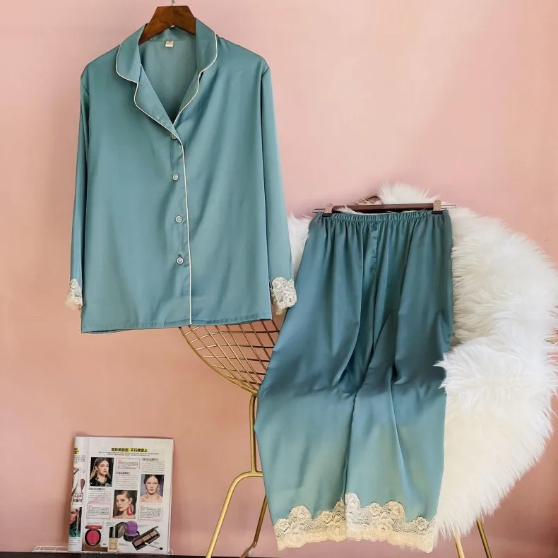 

Женская пижама, одежда для сна, свободный Пижамный костюм из искусственного шелка, сексуальная одежда для сна, интимное белье, комплект из 2 ...