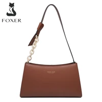 foxer ladies new retro leather shoulder bag fashionable and elegant girl portable evening bag high quality underarm baguette bag
