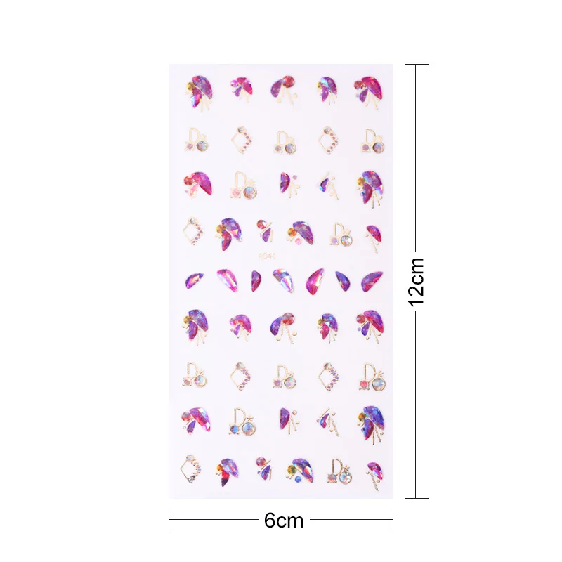 1 лист 3D наклейки для ногтей смешанные узоры Самоклеящиеся Переводные картинки с