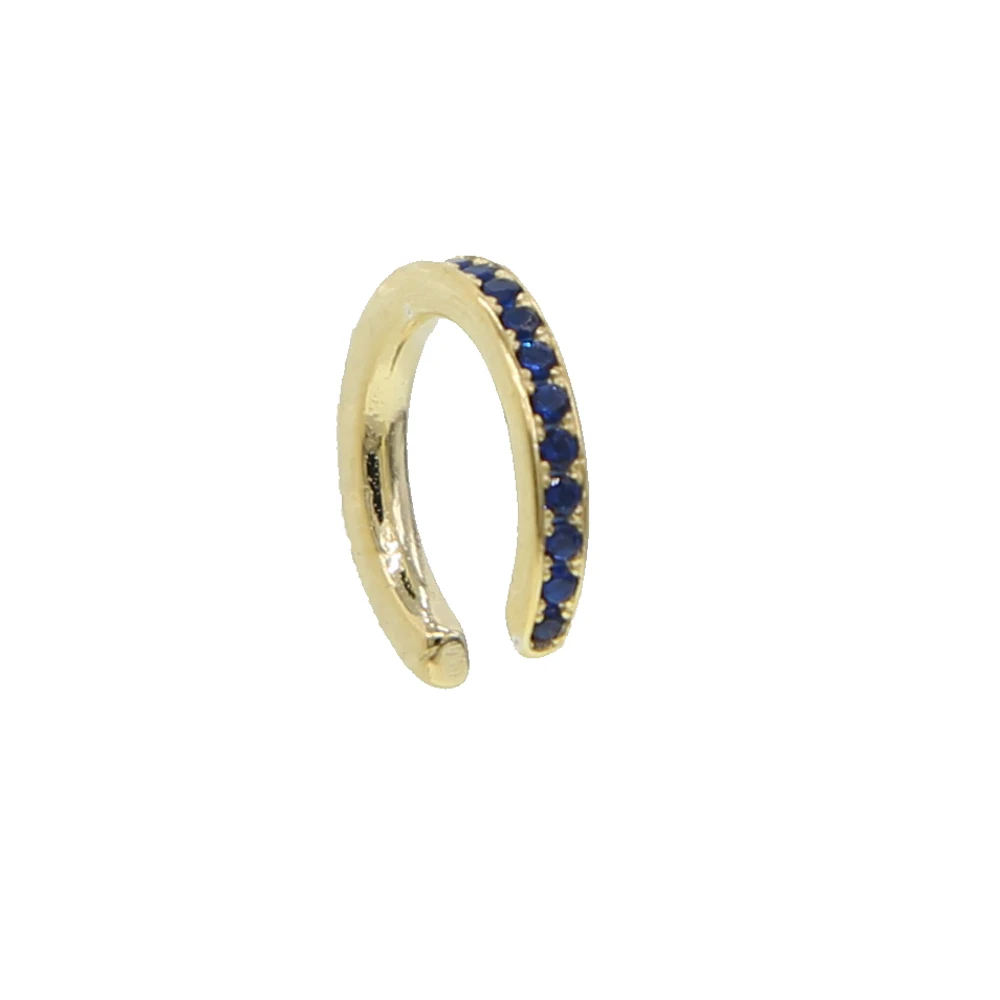 blue Серьги-клипсы без пирсинга, не пирсинг, серьги-манжеты, серьги-клипсы без пирсинга, Стерлинговое Серебро 925 пробы с радужным cz манжетом - Окраска металла: blue