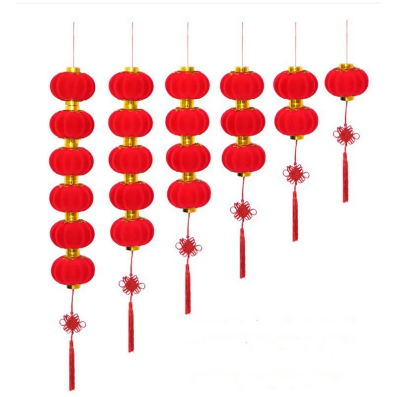 16 шт./упак. из ткани с бархатным покрытием небольшой Фонари висит украшение дома