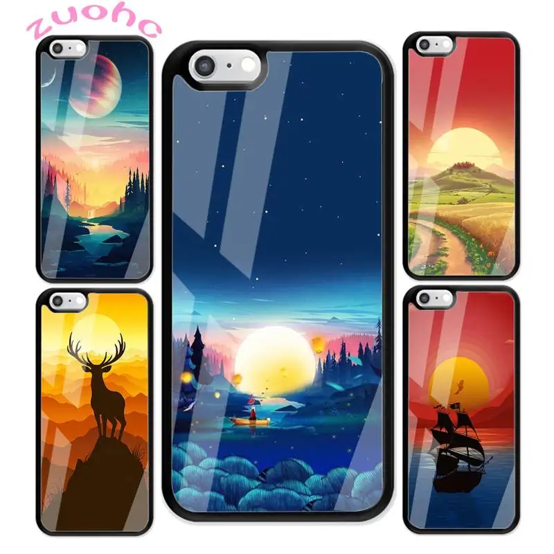 

Setting Sun Plexiglass Phone Case Back Shell For IPhone 12 11 Pro Max Cases XR XS 7 8 Plus Cover Accessories Carcasa