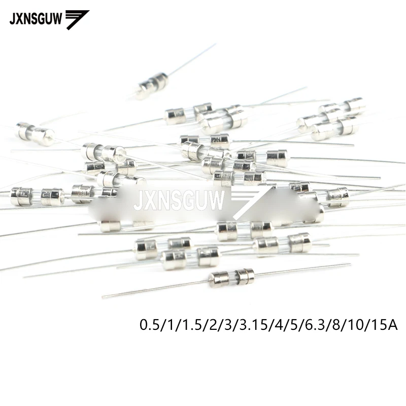 

50PCS 3.6*10mm Leaded fuse / tube 0.5A/1A/1.5AV/2A/3A/3.15A/4A/5A/6.3A/8A/10A/15A 250V slow break Quick break Double cap lead