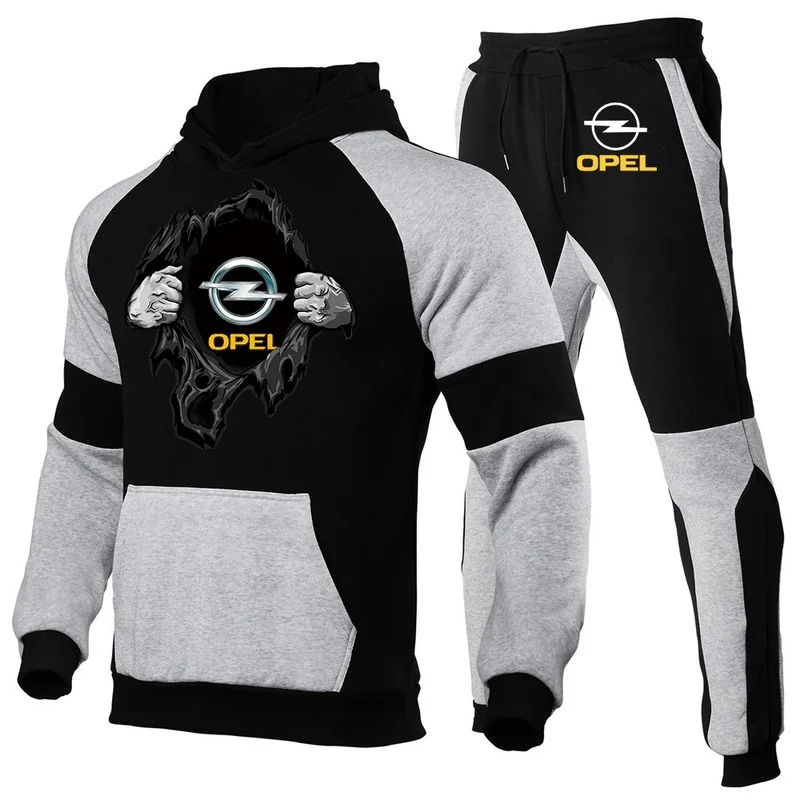

New OPEL Brand Logo Two Piece Thick Hooded Sweatshirt Tracksuit Men and Women Sportswear Fitness Workout Hooded Casual Wear M