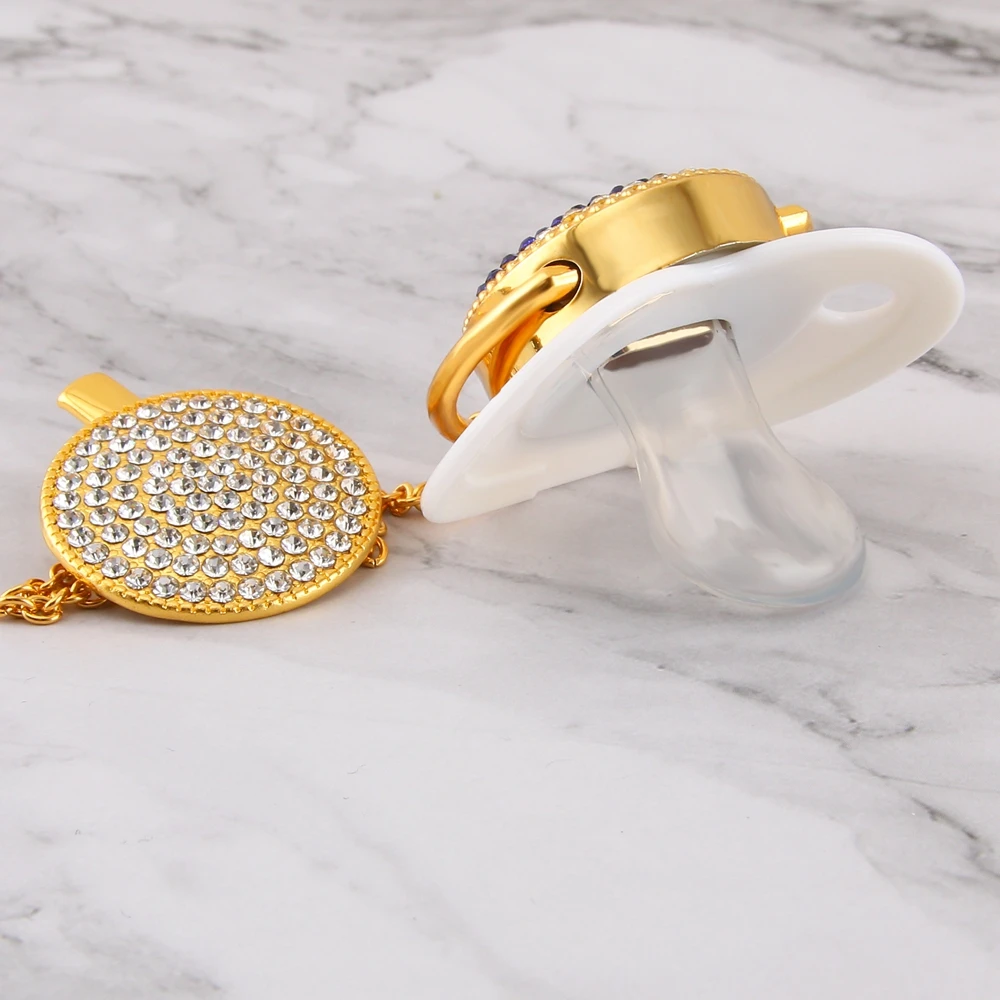 Роскошные Детские Bling соску со стразами белый жемчуг кристалл Ортодонтическая