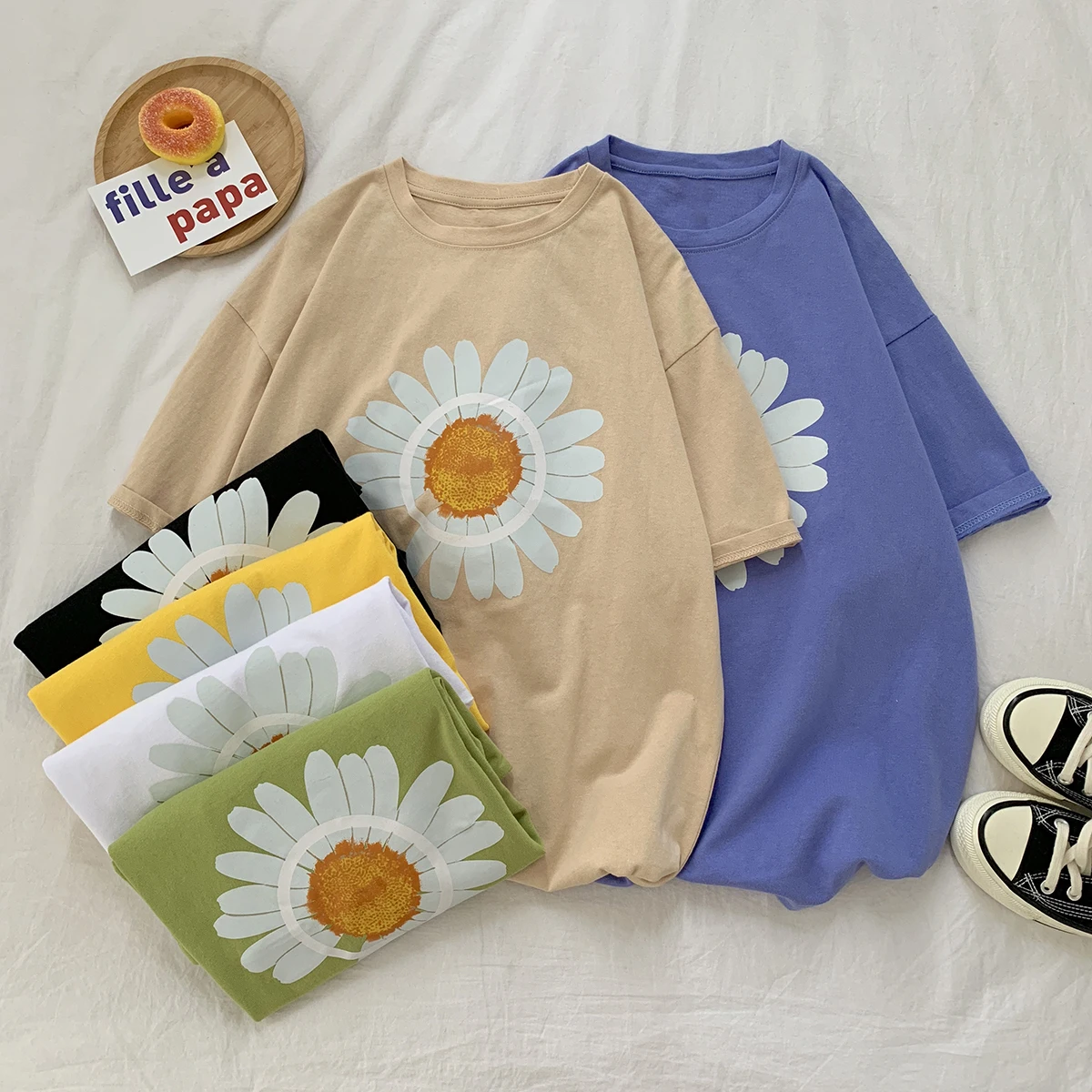 Мужская футболка с коротким рукавом летняя хлопковая Футболка цветочным принтом