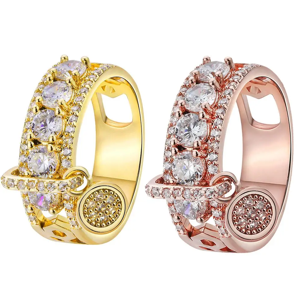 

Luxury Women Cubic Zirconia Inlaid Round Charm Ring Wedding Party Jewelry Gift