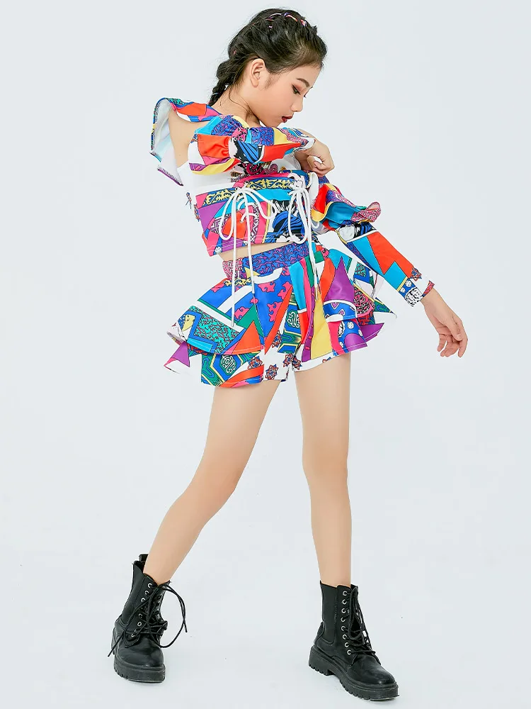 

Colorful Hip Hop Clothing Fashion Catwalk Girls Jazz Ballroom Dancing Clothes Stage Outfits Rave Clothes Trendy Costumes PP017