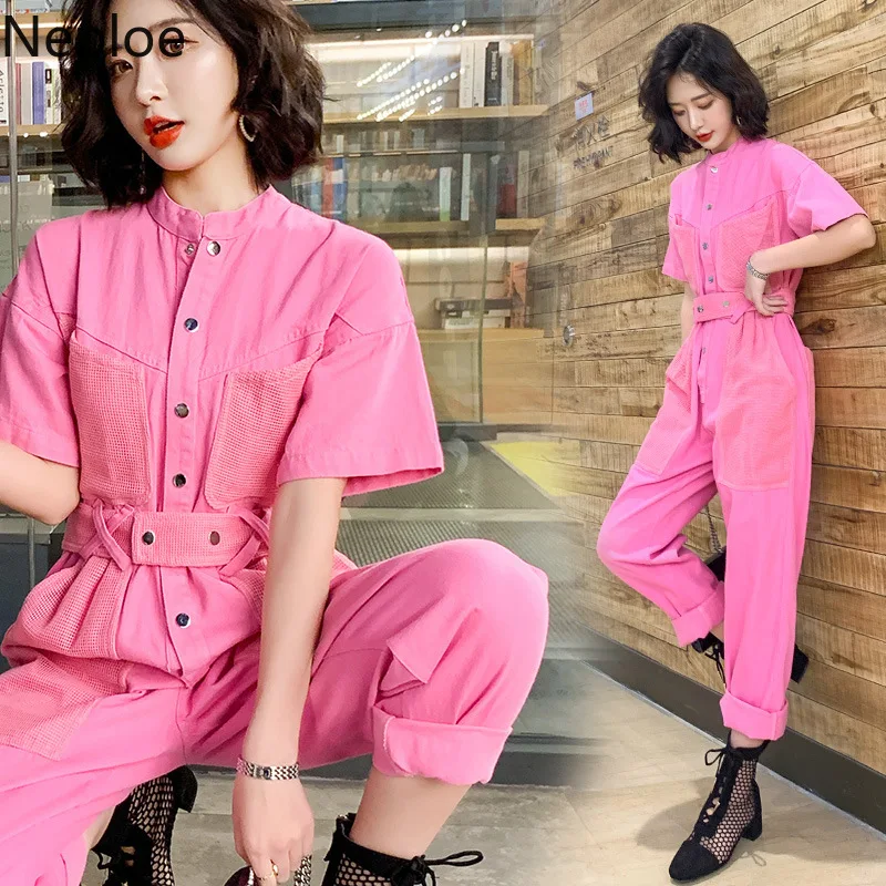 Женский Летний комбинезон Neploe BF новинка 2019 боди с О образным вырезом и коротким