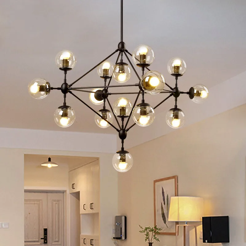 Современные светодиодные молекулярные люстры Пузырьковые дымчатые стеклянные