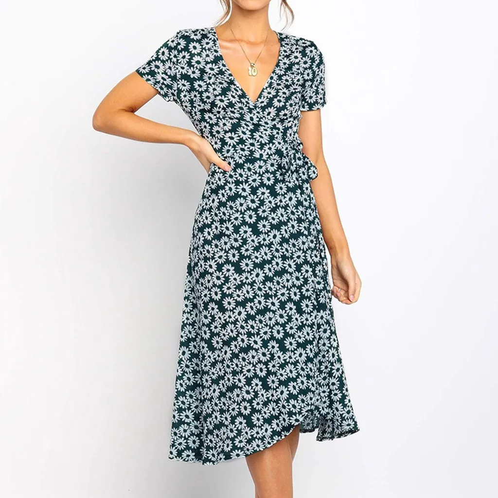 Женское летнее платье с цветочным принтом JAYCOSIN элегантное офисное в стиле бохо