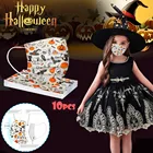 Детская одноразовая маска для лица, Нетканая трехслойная маска с фильтром, маска на Хэллоуин, тыква, Ранняя детская маска с принтом для вечеринки