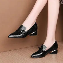 Zapatos de tacón alto para mujer, Calzado cómodo de piel sintética, sin cordones, color negro, para fiesta (2)