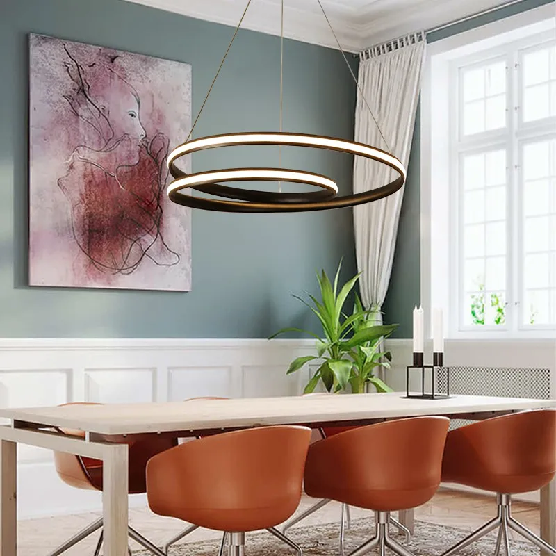 Современная светодиодная Подвесная лампа черного и белого цветов кухонный