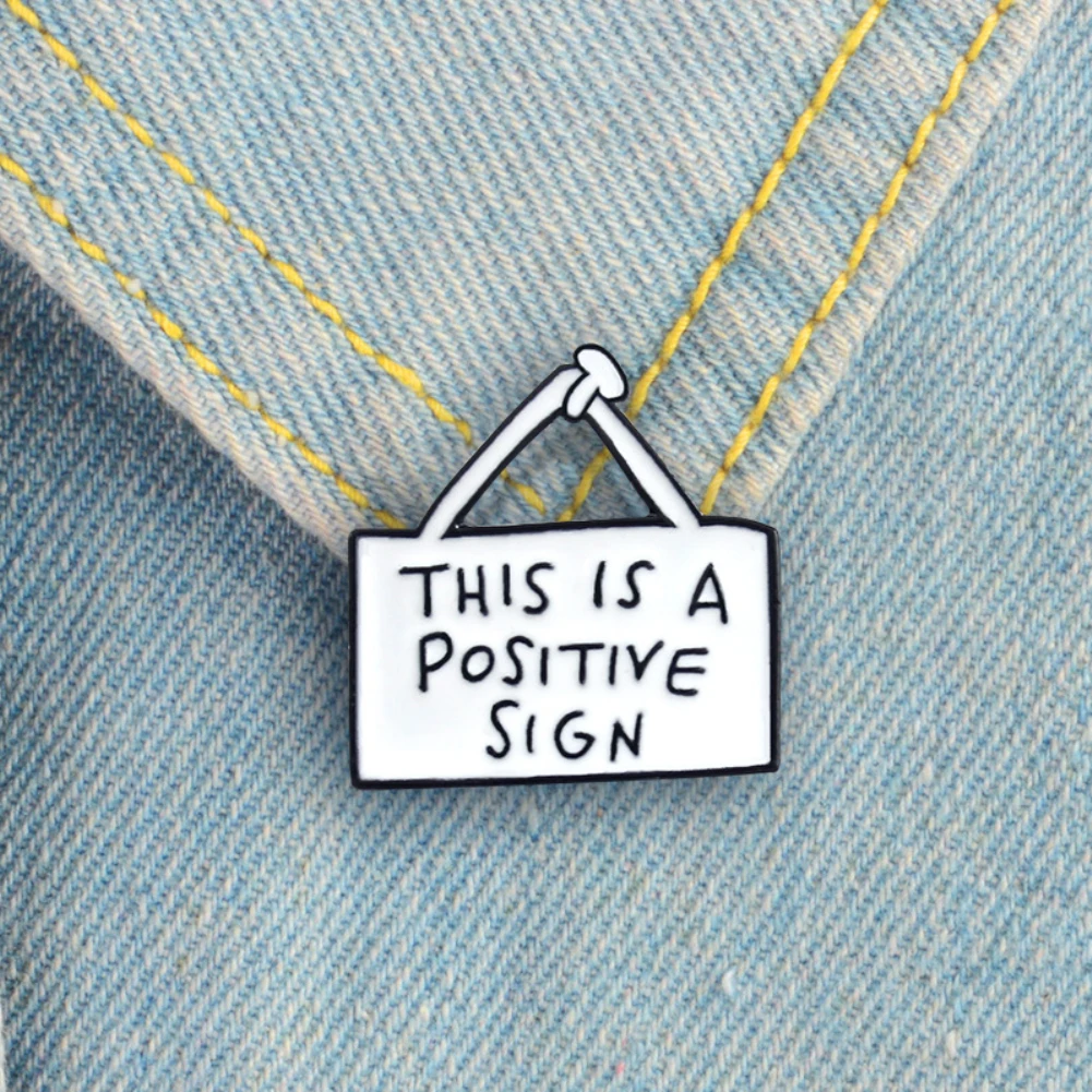 THIS IS A POSITIVE SIGN Unisex Enamel Tags Brooch Pin Bag Jacket Collar Badge Punk Cool Style Gothic Jewelry Gift for Friend | Украшения и