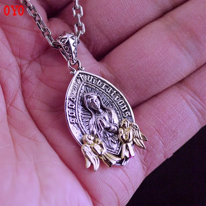 2012 new silver  mixed Virgin Bible and angel 925 sterling silver pendant