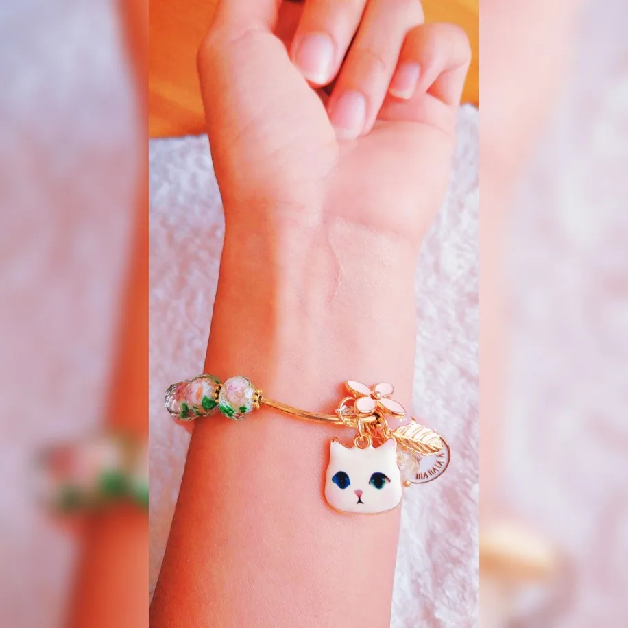 1 шт. японские милые простые часы с котом подвеска браслет бусинами из
