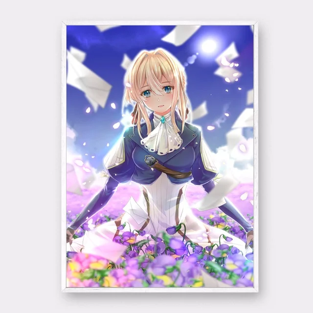 Классический постер на холсте фиолетового аниме Evergarden музыкальный настенные