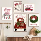 Рождественские настенные картины с изображением грузовика и автомобиля, картины на холсте в скандинавском стиле, ретро плакаты и принты, настенные картины для детской комнаты, домашний декор