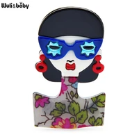 wulibaby acrylic modern lady brooches for women designer cool sexy girl office party brooch pin gifts