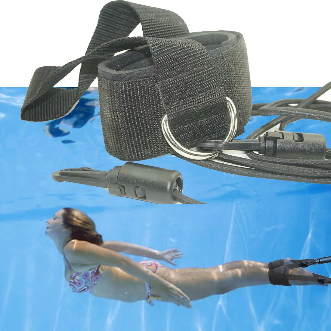 Swim Ankle Strap Stationary Swimmer Swim Lap Swim Training Leash Swim Belt- NEW