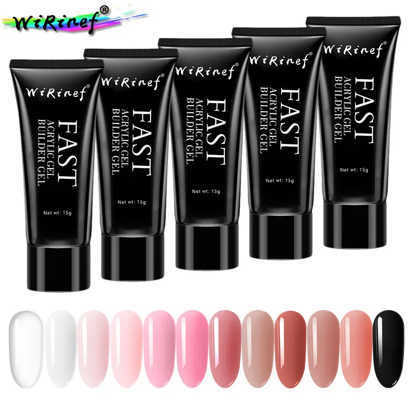 

WiRinef акриловый гель для наращивания ногтей 15 мл УФ-гель для быстрого наращивания прозрачный цветной гель для наращивания ногтей