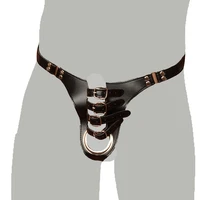 adjustable sexy leather panty c string thong with cock penis rings male fetish chastity belt underwear sex men lingerie sex toys